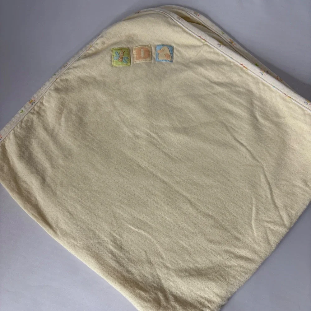 Lemon Frog Baby Blanket‎ Blocks Applique Soft Yellow One Size
